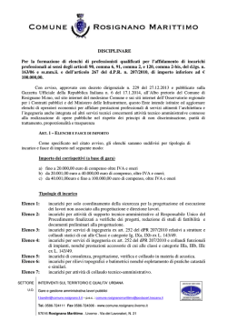 DISCIPLINARE Per la formazione di elenchi di professionisti