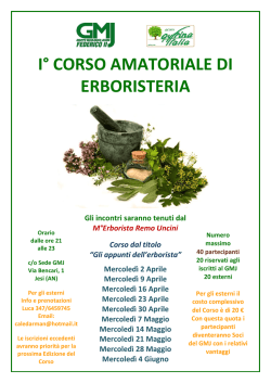 I&deg; CORSO AMATORIALE DI ERBORISTERIA