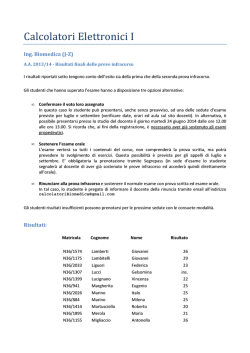 Risultati finali delle prove infracorso
