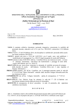 Nota n.2795 del 24/6/2014 - Ambito Territoriale per la provincia di Bari