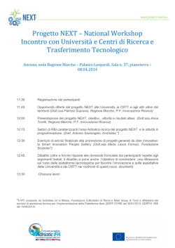 Progetto NEXT &ndash; National Workshop Incontro con - Adriatic-next
