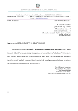 e in data mercoled&igrave; 3 dicembre 2014 a partire dalle ore 18:00 ire
