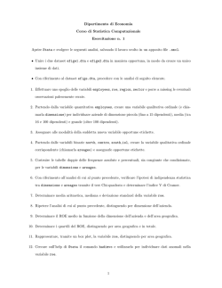 Dipartimento di Economia Corso di Statistica Computazionale