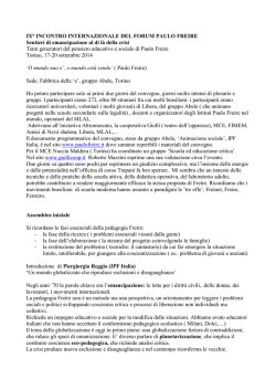 IX&deg; INCONTRO INTERNAZIONALE DEL FORUM PAULO