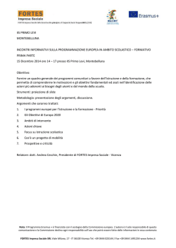 IIS PRIMO LEVI MONTEBELLUNA INCONTRI INFORMATIVI SULLA