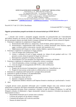Circolare progetti extracurricolari POF 2014-15