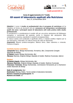 Gli esami di laboratorio applicati alla Nutrizione