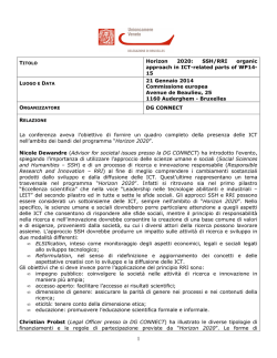 Horizon 2020 SSH-RRI organic approach in ICT