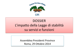 Dossier funzioni e risorse province dopo riforma 27 ottobre 2014