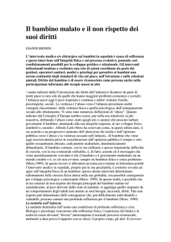Il bambino malato e il non rispetto dei suoi diritti