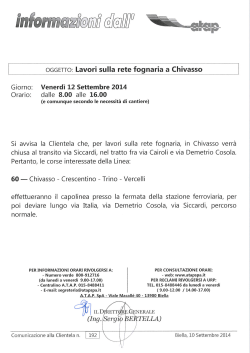 OGGETTO: Lavori sulla rete fognaria a Chivasso