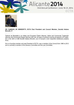 DR FABRIZIO DE BENEDETTI, ECTA Past President and Council
