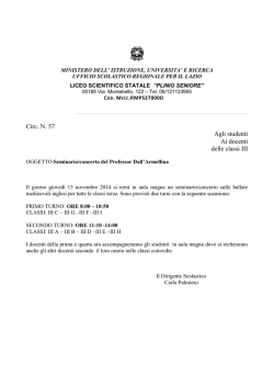 Circ. N. 57 Agli studenti Ai docenti delle classi III