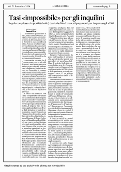 Tasi «impossibile» per gli inquilini
