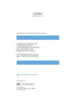DINAMICHE DI MERCATO E INTENSIT&Agrave; DELLA