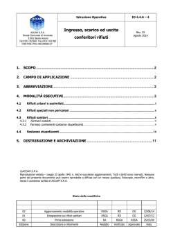 Ingresso, scarico ed uscita conferitori rifiuti