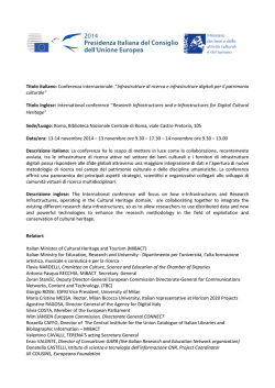 Infrastrutture di ricerca e - Ministero per i Beni e le Attivit&agrave; Culturali