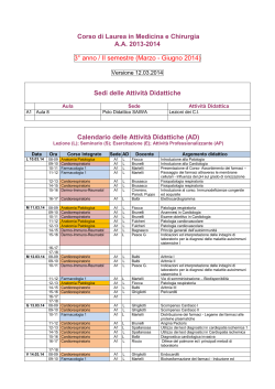 Calendario didattica - Corso di Laurea in Medicina e Chirurgia
