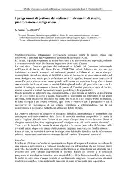 I Programmi di gestione dei sedimenti: strumenti di studio