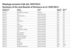 Riepilogo prossimi CdA dal: 25/07/2014 Summary of the next Boards