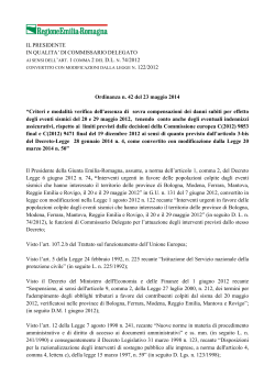 Ordinanza n. 42 del 23 maggio 2014 - Regione Emilia