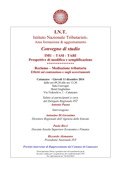 INT GIORNATA DI STUDIO CATANZARO 11 DICEMBRE