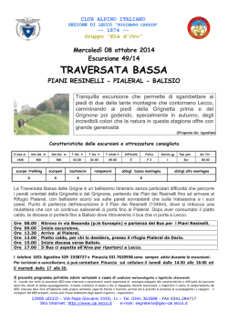 TRAVERSATA BASSA - CAI Sezione di Lecco