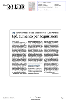 Il Sole24Ore: IGD, aumento per acquisizioni