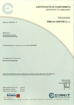 CERTIFICATO DI CONFORMITÀ CERTIFICA TE