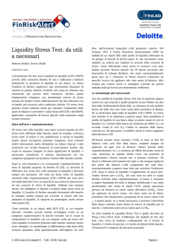 Liquidity Stress Test: da utili a necessari