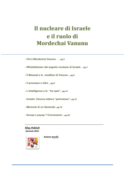 Il nucleare di Israele e il ruolo di Mordechai Vanunu