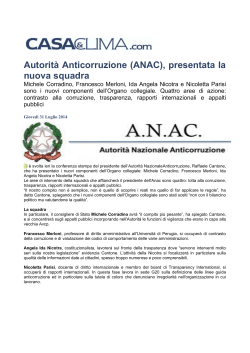 Autorità Anticorruzione (ANAC), presentata la nuova