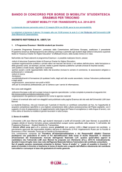 Bando Erasmus+ Mob. TIROCINIO 2014-15