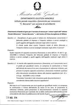 istituto penale minorenni di milano &ndash; gara mensa anno 2015