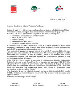 25/07/2014 DIFESA: comunicati unitari