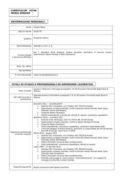 CURRICULUM VITAE MARIA ZORDAN TITOLI DI