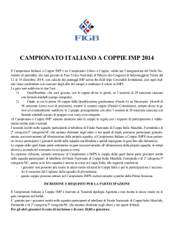 CAMPIONATO ITALIANO A COPPIE IMP 2014