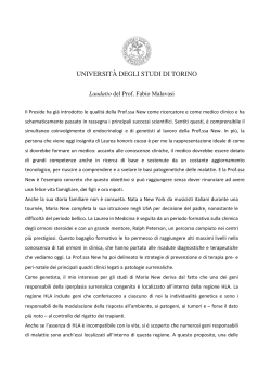 Laudatio del Prof. Fabio Malavasi - Università degli Studi di Torino
