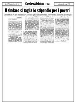 Il sindaco si taglian stipendio per i poveri