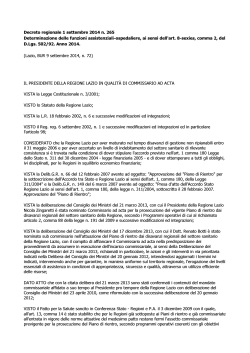 Decreto regionale 1 settembre 2014 n. 265