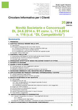 Circolare 20 - Novità in materia societaria