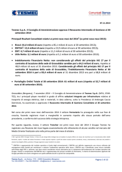 Il Consiglio di Amministrazione approva il Resoconto Intermedio di