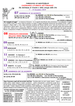 IIa SETTIMANA DI AVVENTO - Parrocchia di S. Maria di Monteveglio