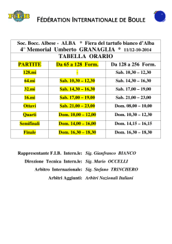 Orario - Fédération Internationale de Boules