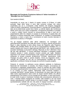 Messaggio del Presidente