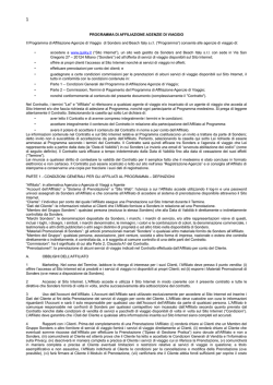 PROGRAMMA DI AFFILIAZIONE AGENZIE DI VIAGGIO Il
