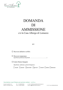 domanda ammissione - Casa di Riposo Lomazzo