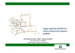 Legge regionale 6/2012 Un nuovo sistema dei trasporti pubblici f il