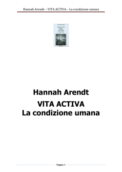 Hannah Arendt – VITA ACTIVA – La condizione umana