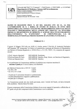 ESITO SELEZIONE BdS Prot. N. 425-18.04.14